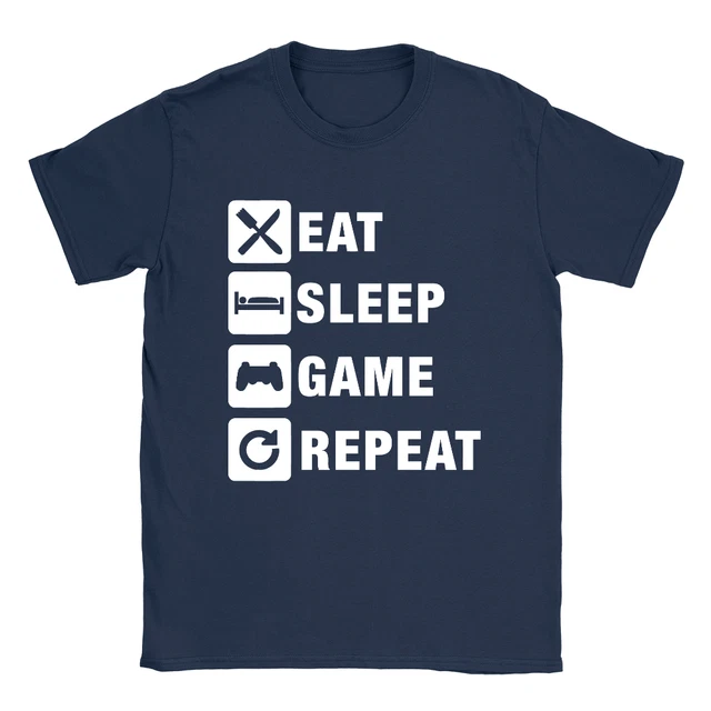 T-shirt da uomo Eat Sleep Game Repeat divertente Playstation Xbox regalo CoD
