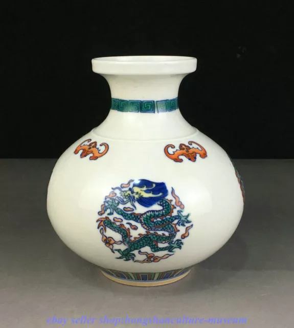 6.6 " Qianlong Marked China Doucai Porcelain Dynasty Dragon Phoenix Pattern Vase