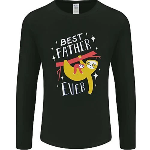 Fathers Day Funny Sloth Dad Daddy Mens Long Sleeve T-Shirt