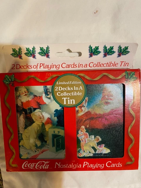 Coca-Cola Christmas Santa Nostalgia Playing Cards W/Tin 1996 Limited Edition New