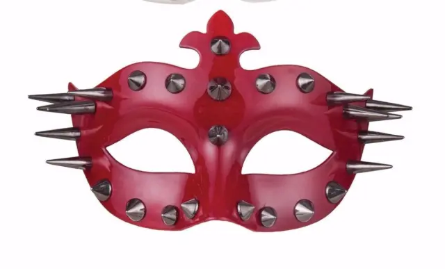 Máscara Gótica Tachonada Roja Disfraz Accesorio Nuevo Adulto Talla 1 Corbata de Cinta en la Espalda