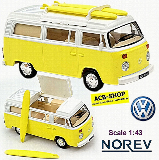 VW VOLKSWAGEN T2B Camper Van Westfalia + Surboards 1972-79 Yellow 1:43 ...