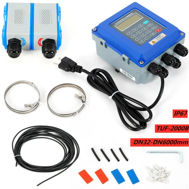 TUF-2000B Ultrasonic Flow Meter Liquid Flowmeter & TM-1 Transducers Wall Mounted