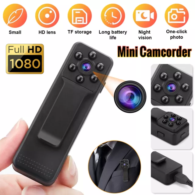 HD 1080P Camcorder Mini Police Body Hidden Camera Video 6-Hour DVR IR Night Cam