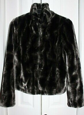 New Mink Faux Fur Coat/Jacket Silver Gray Black Women's Youth Girls Size Small