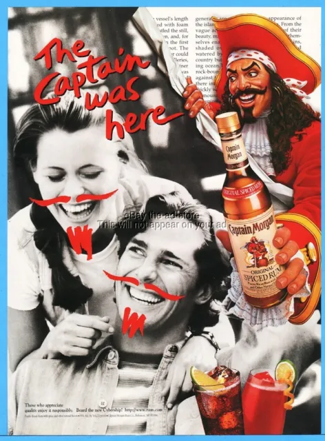 1997 Captain Morgan Original Spiced Rum Mustache The Captain Was Here Print Ad