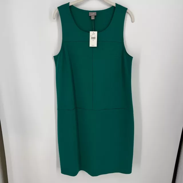 J Jill Womens Ponte Knit Sleeveless Shift Dress Size M Tourmaline Green Stretch