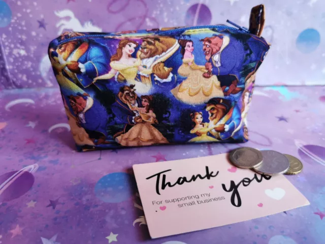 Disney Beauty And The Beast Belle Zip Coin Purse Lined Fits Cards Cash Inhaler