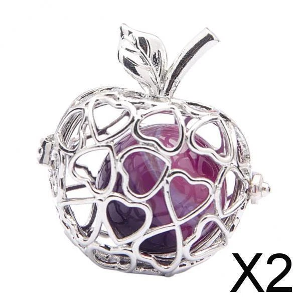 2X Fruit Pomme Forme Perle Cage Médaillon Pendentif DIY Collier Bracelet