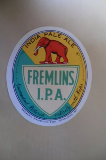 Neuwertig Fremlins Maidstone Kent Ipa India Pale Ale Brauerei Bierflasche Etikett