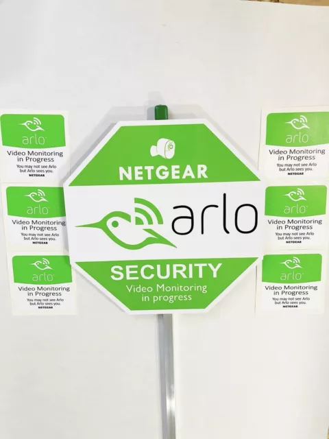 Letrero de patio de seguridad Arlo con 6 calcomanías de ventanas al aire libre.