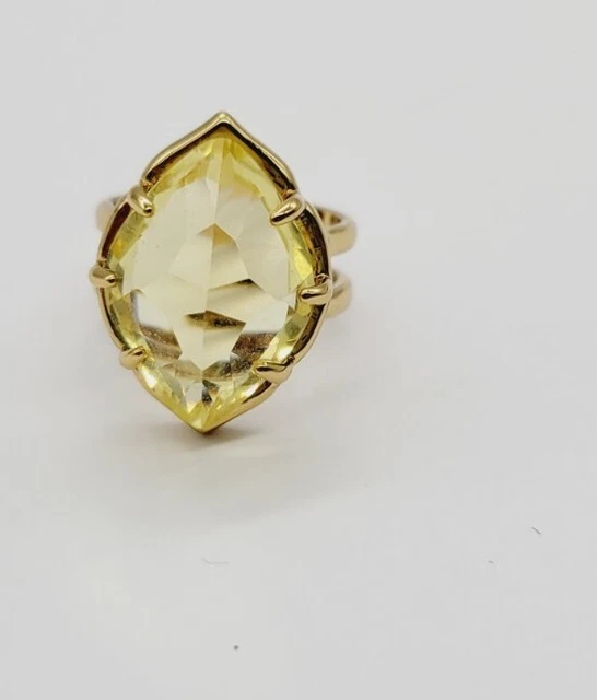 Stella & Dot Arabesque Faceted Citrine Yellow Glass Adjustable Cocktail Ring Stella & Dot Arabesque Faceted Citrine Yellow Glass Adjustable Cocktail Ring