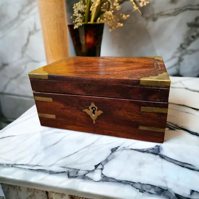 Antique Victorian Beass Mahogany Box