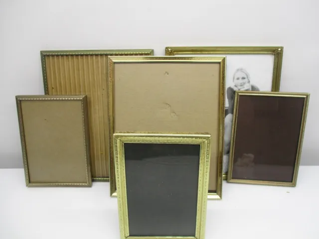 Lot Of 6 Ornate Gold Tone Metal Picture Frames (3) 8X10 (3) 5X7 With Glass