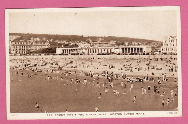 Unposted card. Sea Front from the Grand Pier, Weston Super Mare, Somerset