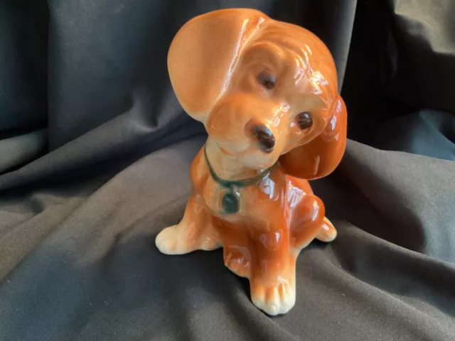 Vintage Royal Copley Cocker Spaniel Pup Dog Figurine 1950s with collar