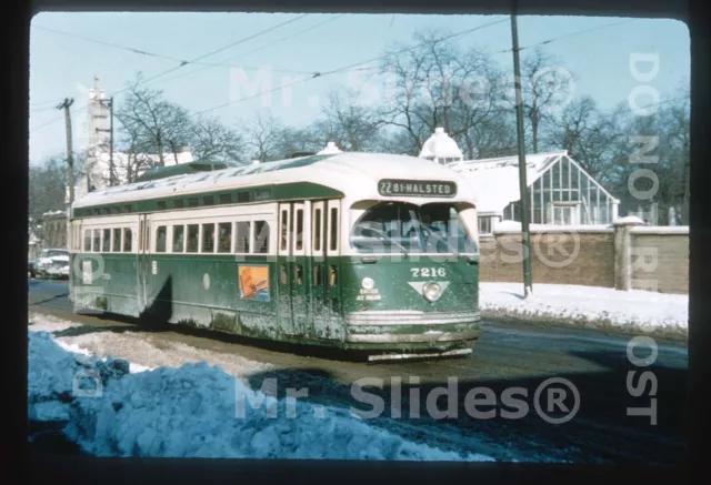 Duplicate Slide Streetcar CTA Chicago PCC 7216 On Route 22