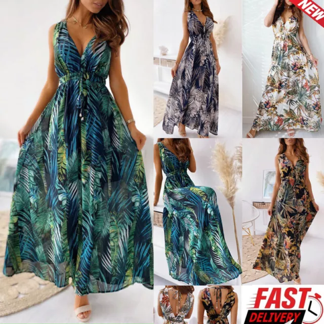 Abito Lungo Floreale Boho Abito Estivo Da Donna Per Cocktail Serale Da ☆