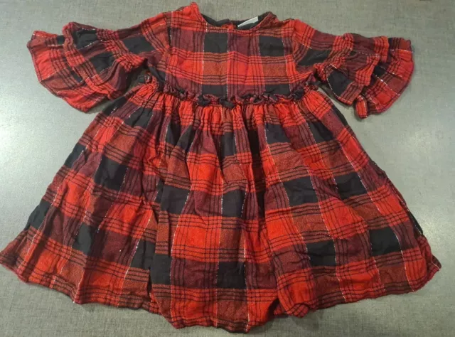 Girls 4-5-6 years Christmas tartan frill 3/4 long sleeved dress clothes next d