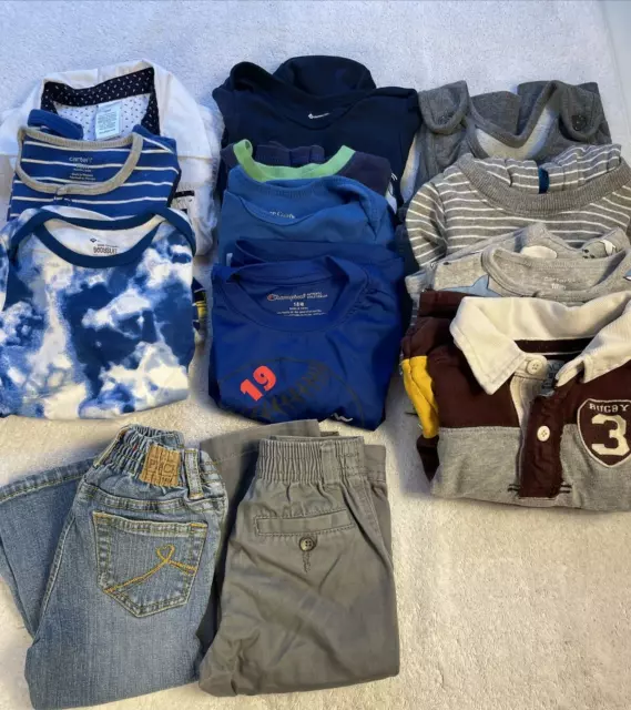 Lot of 13 Baby Boy 18M Clothes Mix Brand Carters Champion Members Man + More