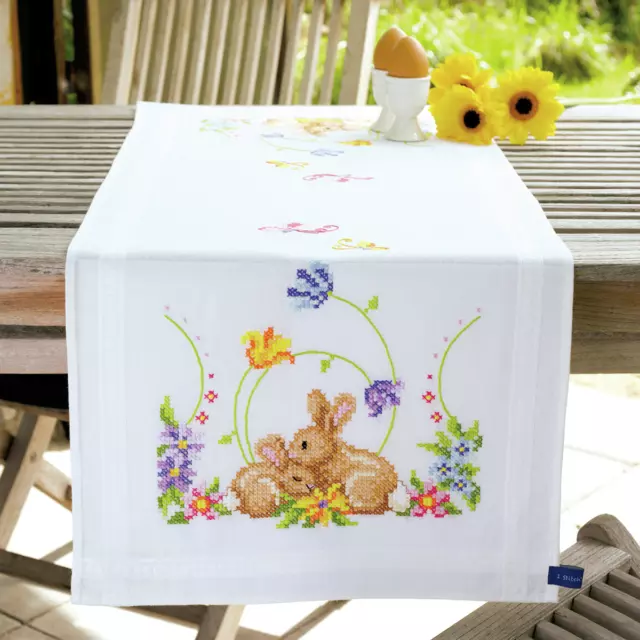 Vervaco Rabbits Table Runner Embroidery Kit