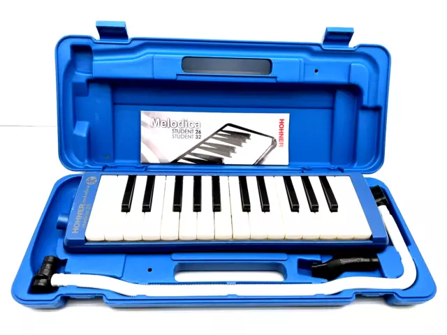 Hohner Student Melodica 26 Blue | Piano Schlüsselmundorgel mit Etui & Mundstück