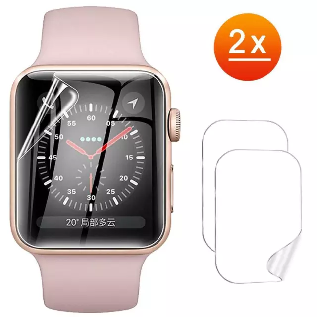 2x TPU Film de Protection Pour Apple Watch Séries 1 2 3 38 MM Écran Galbé Clair