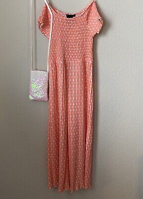 Girls Xtraordinary Pink Smocked Romper & Purse Size Small Jumper Outfit Set