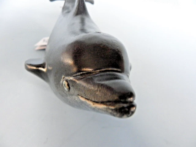 Raku Handmade Whale Figurine Crazy Clay Studio So. Africa Gerhard de Beer 10" 2