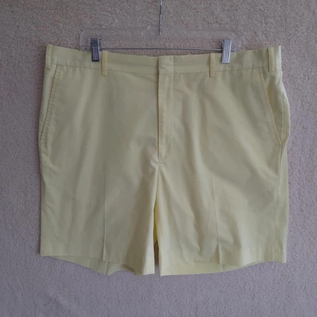 Orvis Shorts Mens 40 Yellow Flat Front Chino Lightweight Casual Polyester Blend