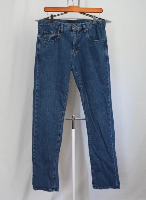 RVCA Daggers Jeans Mens 30 X 31 Pant Solid Blue Denim Skate Slim Krew AA