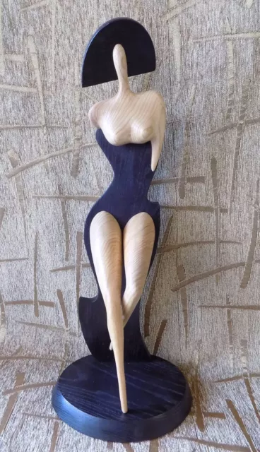 Wooden FIGURINE FIGURE SCULPTURE STATUE OF WOMEN Handmade wood art