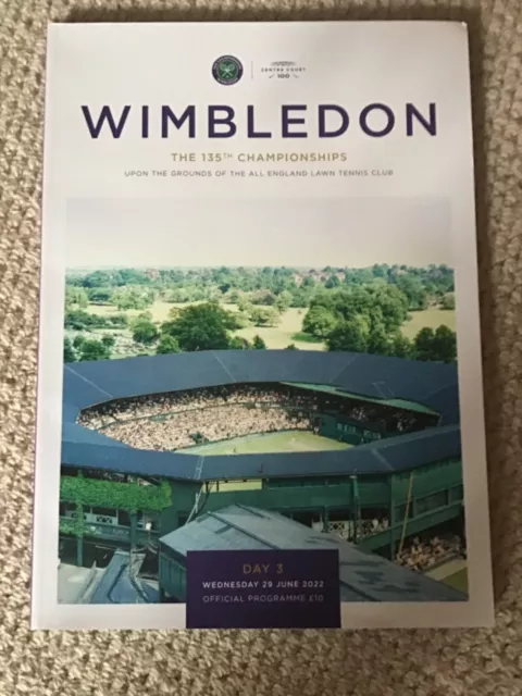 2022 Wimbledon 135Th Tennis Championship Programme Centre Court 100 Years Vgc