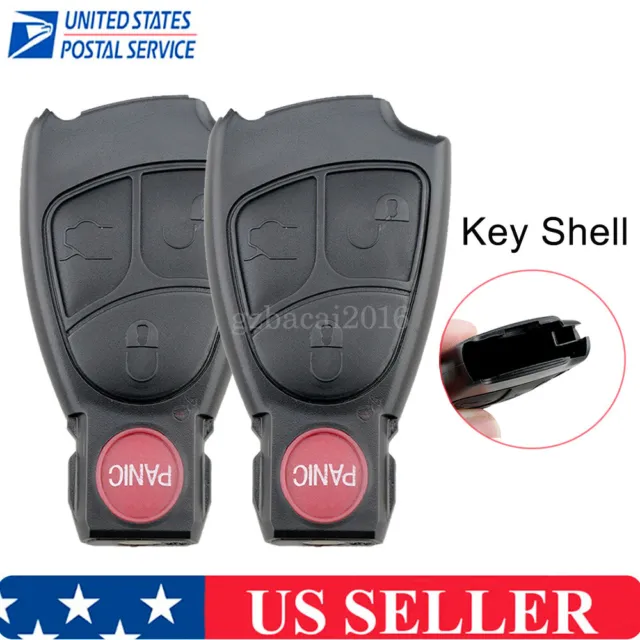 2 Remote Key Shell Case for Mercedes-Benz C280 CLS55 AMG Key Fob 4 Button
