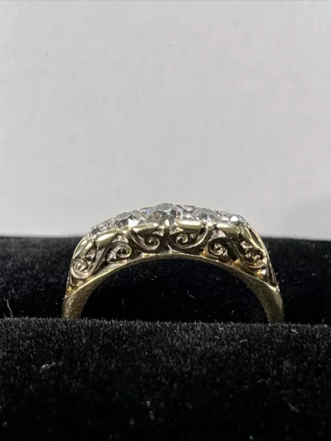 18ct Yellow Gold And Diamond Boat Ring Size L 2.8grms STUNNING