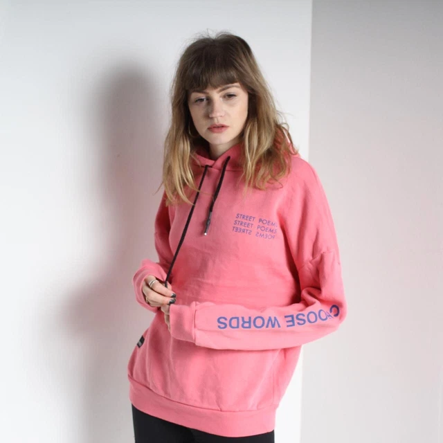PULL AND BEAR Womens Graphic Sweater Hoodie Pink Size Small S