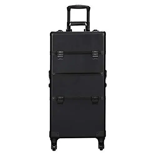 3-in-1 Large Professional Rolling Makeup Train Case, Cosmetic Trolley, Rollin...