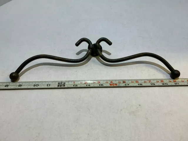 Double swing arm Victorian Antique  Rustic black wrought Iron Wall Coat Hat hook