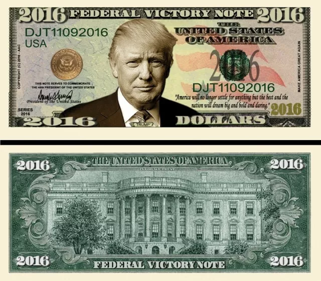 DONALD TRUMP BILLET MILLION DOLLAR US ! President 2016 Etats Unis Maison Blanche