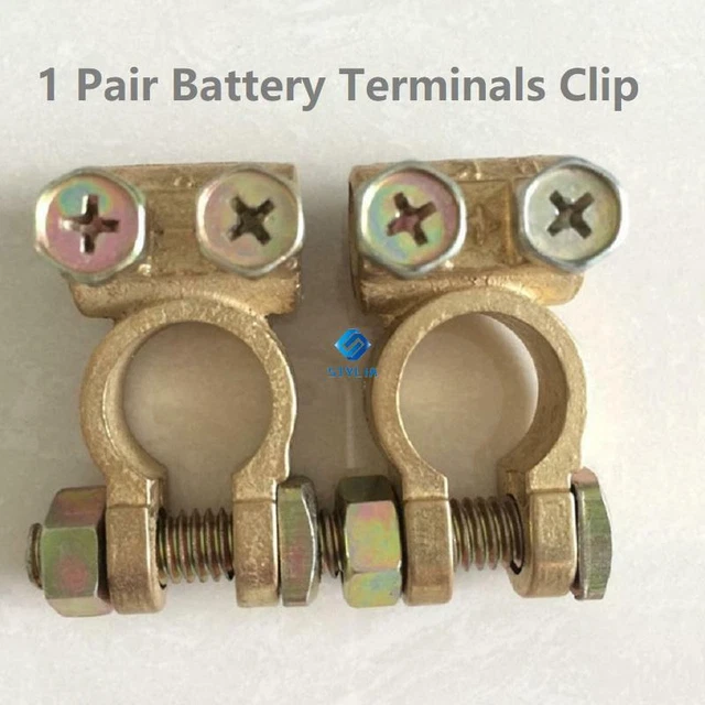 1Pair Screw Small Size Car Battery Terminals Clamps Pure Brass Battery Connector