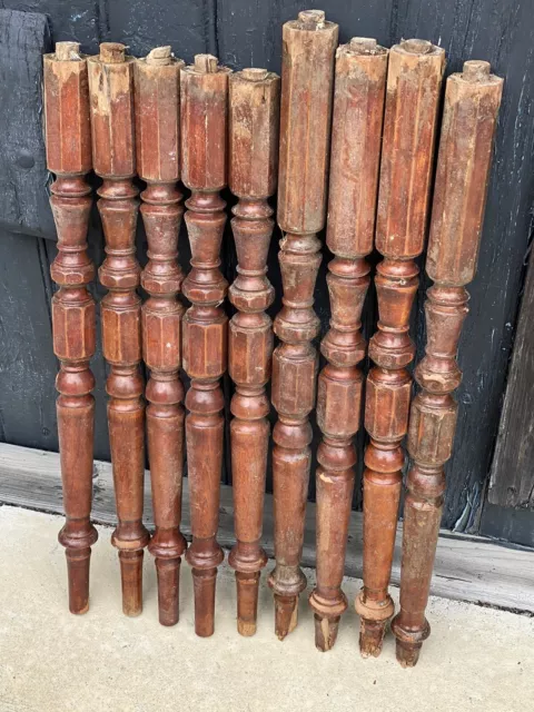 9 Antique C.1900 Mahogany Balusters ~ Salvaged Architectural, Staircase, Railing