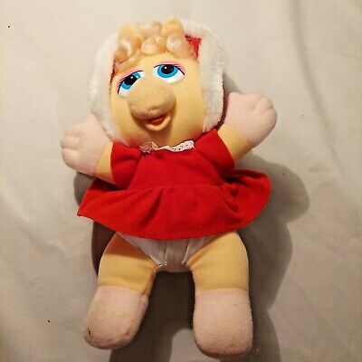 Vintage 1987 Muppets Baby Miss Piggy Plush 12" Christmas Stuffed Toy Doll