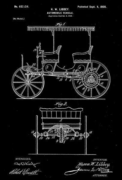 1900 - Automobile Vehicle - H. W. Libbey - Patent Art Magnet