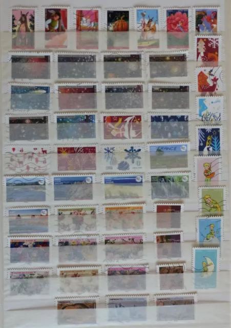 FRANCE 2021 lot de 50 timbres différents autoadhésifs oblitérés