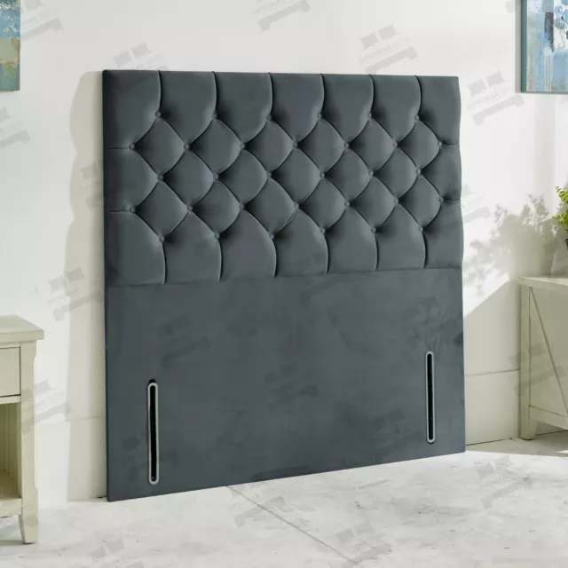 Chesterfield Deep Buttoned Tall Upholstered Floor Standing Divan Bed Headboard