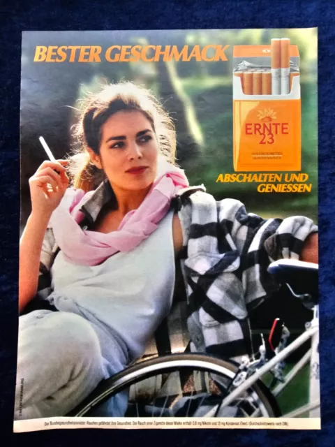 Ernte 23 Filter Zigaretten, originale Werbung aus 1984  19er Hartpackung