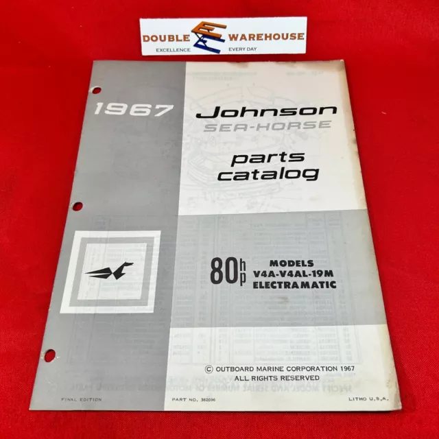 1967 Johnson Sea-Horse 80 HP Parts Catalog 382096 OMC Final Ed Great Condition!