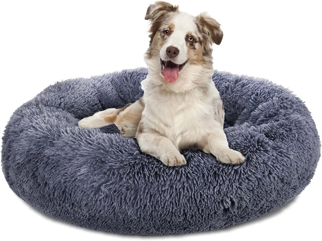 Plush Calming Dog Bed, Donut Dog Bed for Small Medium Large Dogs, Anti Anxiety &