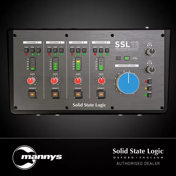 Solid State Logic SSL 12 4x4 USB C Audio Interface w/Legacy 4K Analogue Enhancem