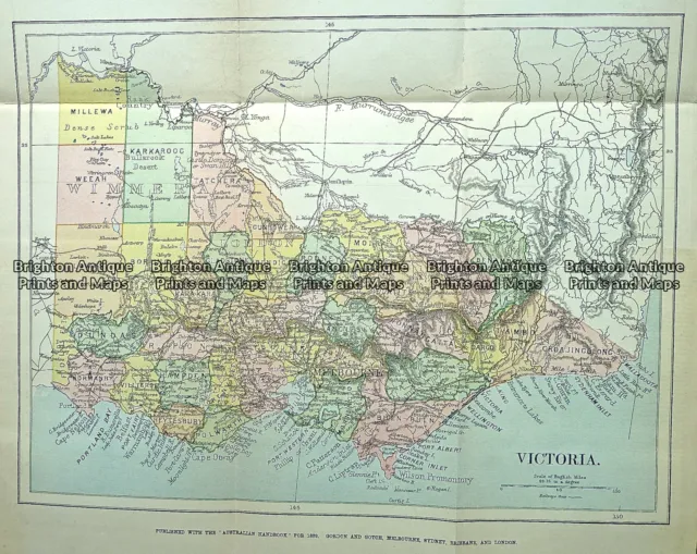 Antique Map 232-090 Victoria by Gordon & Gotch c.1889